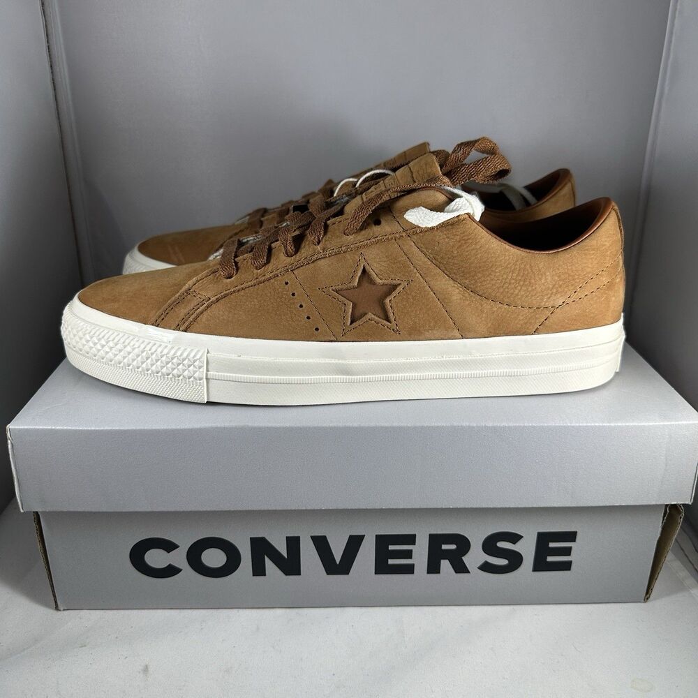 NEW Converse One Star Pro Men’s 9 Nubuck Warm Tan Egret Skate Shoes Suede